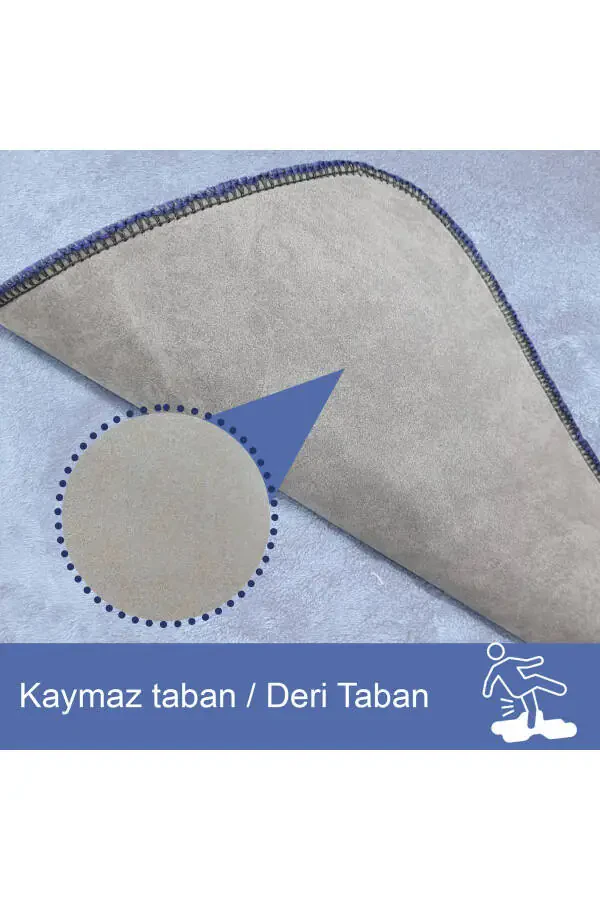 Unicolor Düz 3'lü Lacivert Banyo Paspası Seti Kaymaz Deri Tabanlı Makinede Yıkanabilir Klozet Takımı-Lacivert - 3