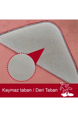 Unicolor Düz 3'lü Qizil Banyo Paspasi Gilami Seti Sirpanmaydigan Teri Taglik Yuviladigan Klozet Takimi-Qizil - 3
