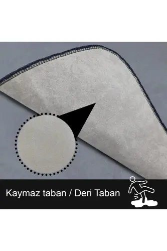 Unicolor Düz 3'lü Siyah Banyo Paspası Halısı Seti Kaymaz Deri Tabanlı Yıkanabilir Klozet Takımı-Siyah - 3