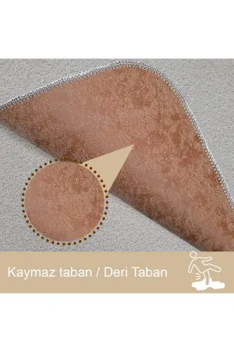 Unicolor Düz 3'lü Vizon Banyo Paspası Halısı Seti Kaymaz Deri Tabanlı Yıkanabilir Klozet Takımı-Vizon - 3