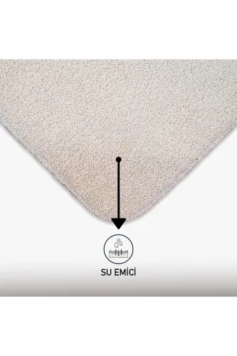 Unicolor Düz 3'lü Vizon Banyo Paspası Halısı Seti Kaymaz Deri Tabanlı Yıkanabilir Klozet Takımı-Vizon - 4