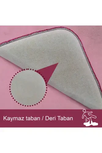 Unicolor Однотонный 3'lü Mürdüm Ванная Комната Коврик Halısı Seti Нескользящий Кожаный Tabanlı Yıkanabilir Klozet Takımı-Mürdüm - 3