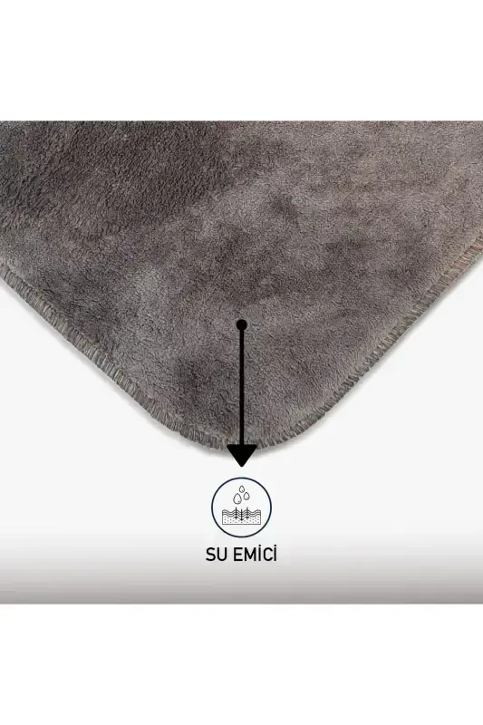 Unicolor Plain 3-Piece Coffee Bath Mat Rug Set Non-Slip Leather Based Washable Toilet Seat Cover Set-Brown - 4