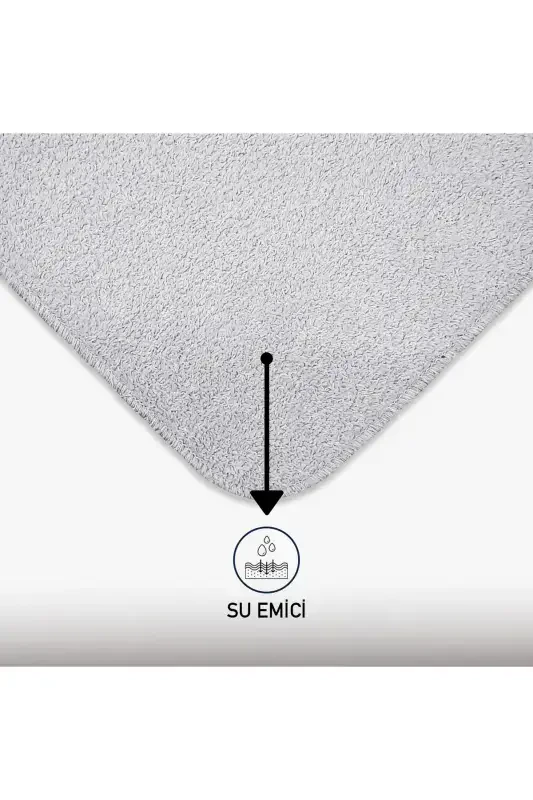 Unicolor Plain 3-Piece Gray Bath Mat Set Non-Slip Leather Based Machine Washable Toilet Seat Cover Set-Gray - 4