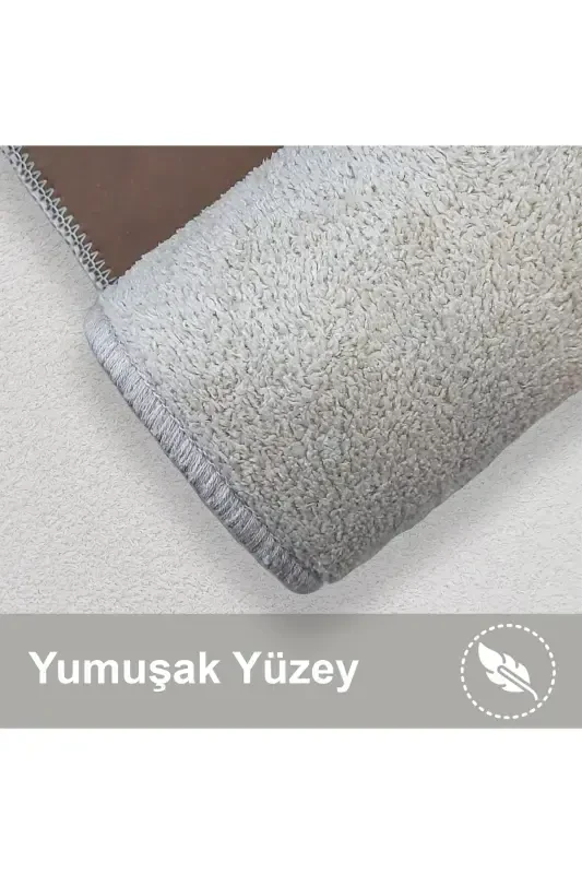 Unicolor Plain 3-Piece Mink Bath Mat Rug Set Non-Slip Leather Based Washable Toilet Seat Cover Set-Mink - 2