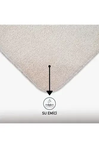 Unicolor Plain 3-Piece Mink Bath Mat Rug Set Non-Slip Leather Based Washable Toilet Seat Cover Set-Mink - 4