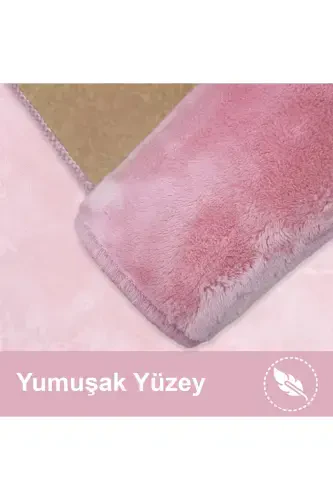 Unicolor Plain 3-Piece Pink Bath Mat Rug Set Non-Slip Leather Based Washable Toilet Seat Cover Set-Pink - AVANTAJ (1)