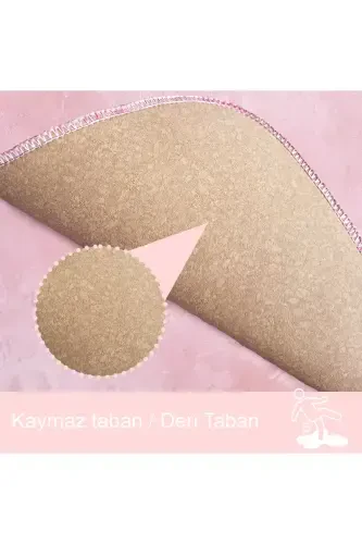 Unicolor Plain 3-Piece Pink Bath Mat Rug Set Non-Slip Leather Based Washable Toilet Seat Cover Set-Pink - 3