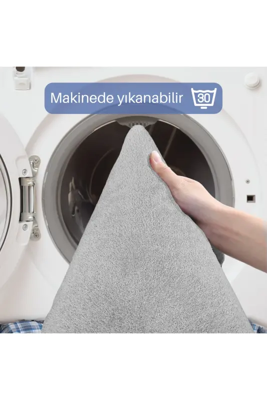 Unicolor Tek tusli 3'li Kulrang Hammom Gilamchasi To'plami Sirpanmaydigan Teri Taglikli Mashinada Yuviladigan hojatxona komplekti-Kulrang - 5