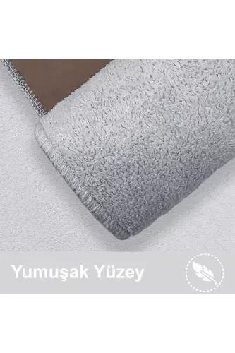 Unicolor Tek tusli 3'li Kulrang Hammom Gilamchasi To'plami Sirpanmaydigan Teri Taglikli Mashinada Yuviladigan hojatxona komplekti-Kulrang - AVANTAJ (1)