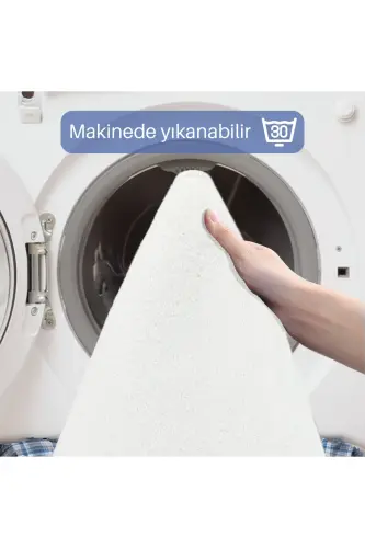 Unicolor tekis 3 qismli krem hammom gilami to'plami sirpanmaydigan teri taglikli yuviladigan unitaz qopqog'i - krem - 5