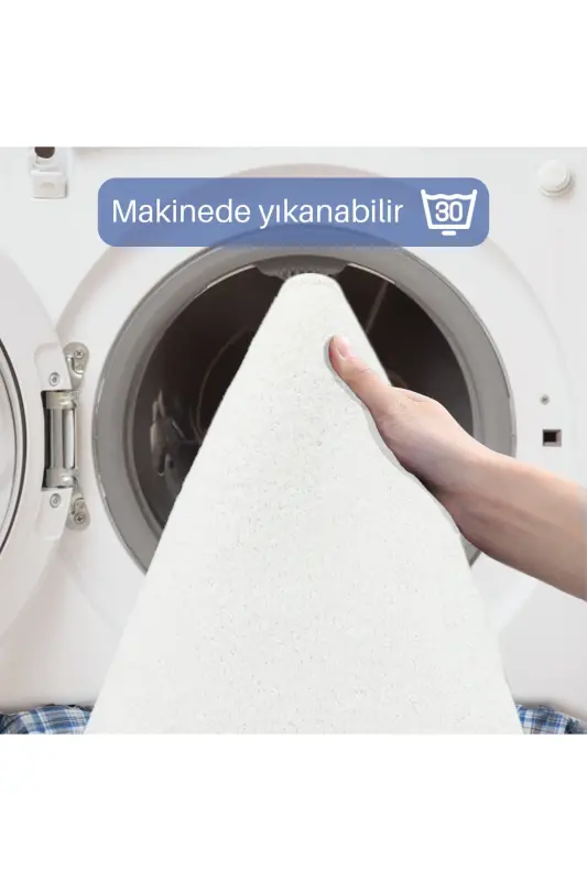 Unicolor tekis 3 qismli krem hammom gilami to'plami sirpanmaydigan teri taglikli yuviladigan unitaz qopqog'i - krem - 5
