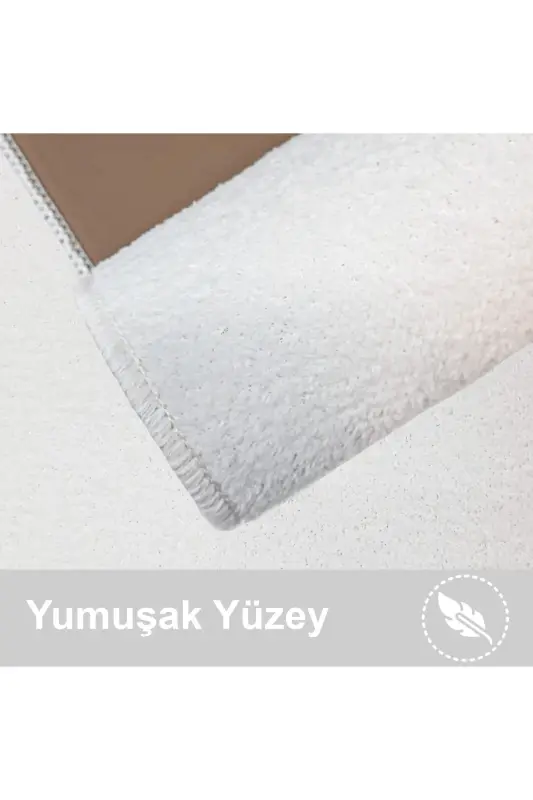 Unicolor tekis 3 qismli krem hammom gilami to'plami sirpanmaydigan teri taglikli yuviladigan unitaz qopqog'i - krem - 2