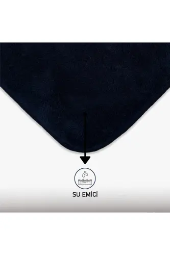 Unicolor tekis 3 qismli qora hammom gilamchasi to'plami sirpanmaydigan charm taglikli yuviladigan unitaz qopqog'i - qora - 4