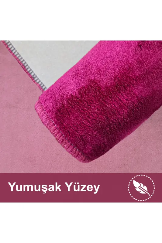 Unicolor tekis 3 qismli to'q binafsha hammom gilami to'plami Sirpanmaydigan charm taglik Yuviladigan unitaz qopqog'i - to'q binafsha - 2