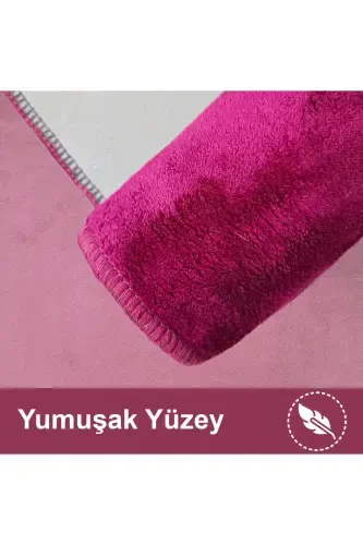 Unicolor tekis 3 qismli to'q binafsha hammom gilami to'plami Sirpanmaydigan charm taglik Yuviladigan unitaz qopqog'i - to'q binafsha - AVANTAJ (1)