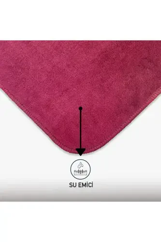 Unicolor tekis 3 qismli to'q binafsha hammom gilami to'plami Sirpanmaydigan charm taglik Yuviladigan unitaz qopqog'i - to'q binafsha - 4