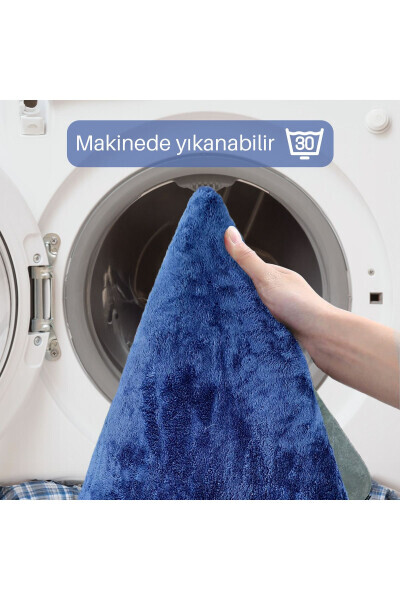 Unicolor Тўғри 3-ли кўк ҳаммом палас тўплами. Сирпанмас тери тагли, машинада ювиладиган туалет анжомлари. - 5