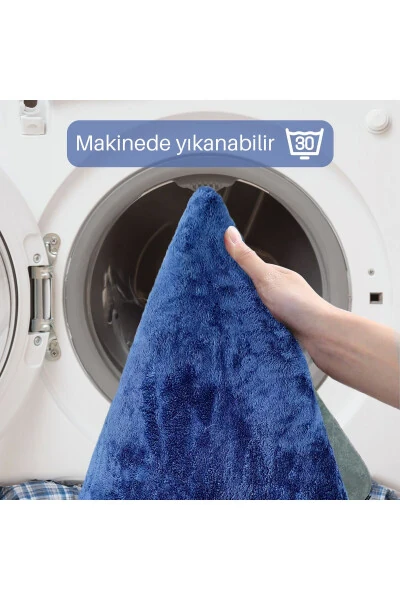 Unicolor Тўғри 3-ли кўк ҳаммом палас тўплами. Сирпанмас тери тагли, машинада ювиладиган туалет анжомлари. - 5