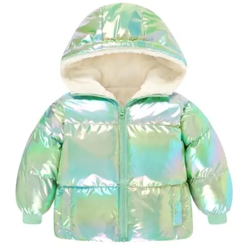 UNICOMIDEA Baby Girl Winter Coat Laser Toddler Jackets Warm Down Outerwear with Hooded for 12M-5T 