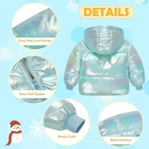 UNICOMIDEA Baby Girl Winter Coat Laser Toddler Jackets Warm Down Outerwear with Hooded for 12M-5T - 6