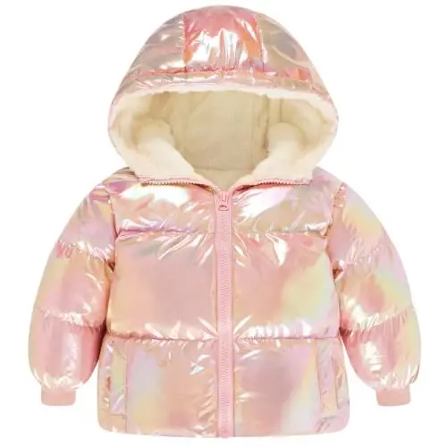 UNICOMIDEA Baby Girl Winter Coat Laser Toddler Jackets Warm Down Outerwear with Hooded for 12M-5T - 1