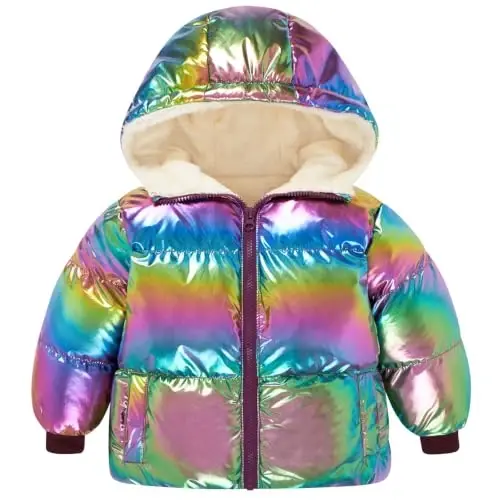 UNICOMIDEA Baby Girl Winter Coat Laser Toddler Jackets Warm Down Outerwear with Hooded for 12M-5T - 1
