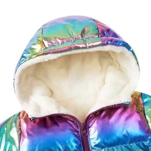 UNICOMIDEA Baby Girl Winter Coat Laser Toddler Jackets Warm Down Outerwear with Hooded for 12M-5T - 4