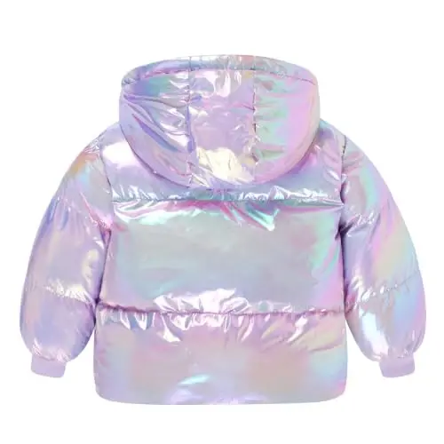 UNICOMIDEA Baby Girl Winter Coat Laser Toddler Jackets Warm Down Outerwear with Hooded for 12M-5T - 3