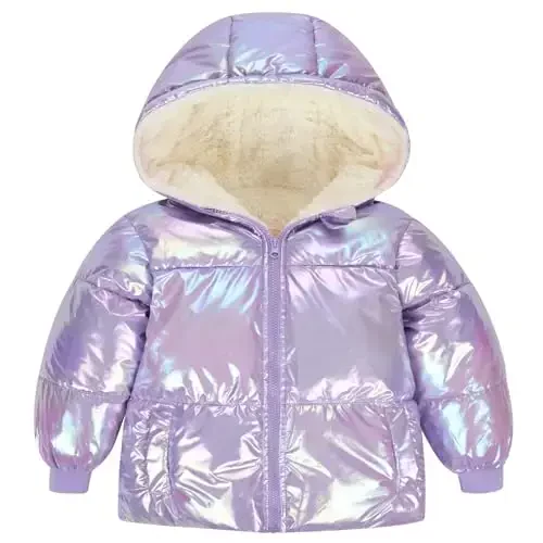 UNICOMIDEA Baby Girl Winter Coat Laser Toddler Jackets Warm Down Outerwear with Hooded for 12M-5T - UNICOMIDEA