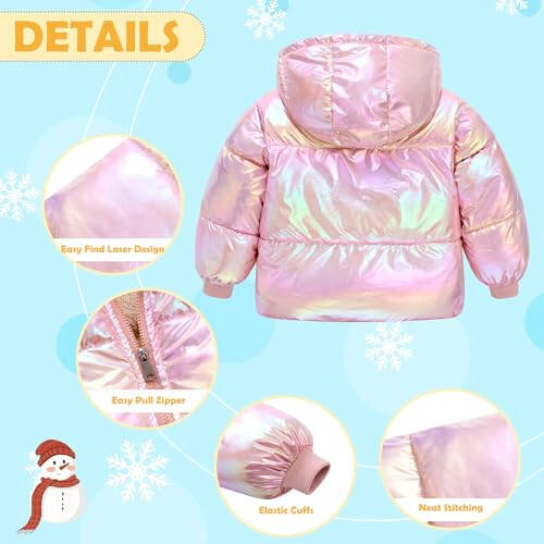 UNICOMIDEA Baby Girl Winter Coat Toddler Laser Jackets Warm Sparkly Outerwear with Hooded for 12M-5T - 6