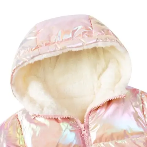 UNICOMIDEA Baby Girl Winter Coat Toddler Warm Down Zip Laser Jacket with Hooded For 12M-5T - 4