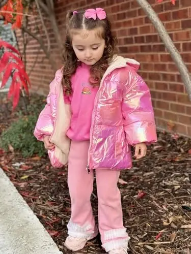 UNICOMIDEA Baby Girl Winter Coat Laser Toddler Jackets Warm Down Outerwear with Hooded for 12M-5T - 2