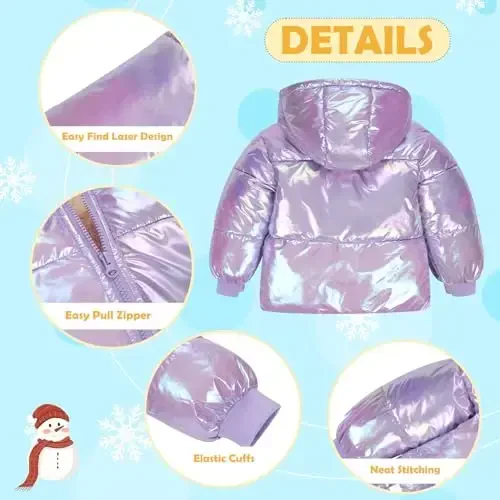UNICOMIDEA Baby Girl Winter Coat Laser Toddler Jackets Warm Down Outerwear with Hooded for 12M-5T - 6