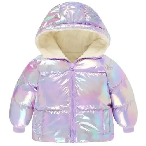 UNICOMIDEA Bebek Kız Kışlık Mont Lazer Toddler Ceketleri 12M-5T için Kapşonlu Sıcak Dış Giyim - 1