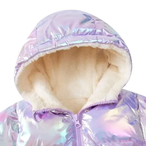 UNICOMIDEA Baby Girl Winter Coat Laser Toddler Jackets Warm Down Outerwear with Hooded for 12M-5T - UNICOMIDEA (1)