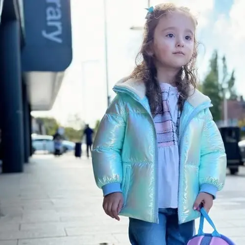 UNICOMIDEA Baby Girl Winter Coat Laser Toddler Jackets Warm Down Outerwear with Hooded for 12M-5T - 4