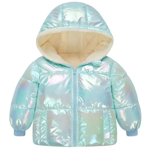 UNICOMIDEA Baby Girl Winter Coat Laser Toddler Jackets Warm Down Outerwear with Hooded for 12M-5T - 2