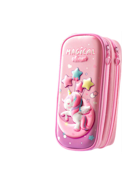 Unicorn 3d Large Pencil Case Double Zipper- Hard Pencil Case Super Cute Pencil Case - PETITYU
