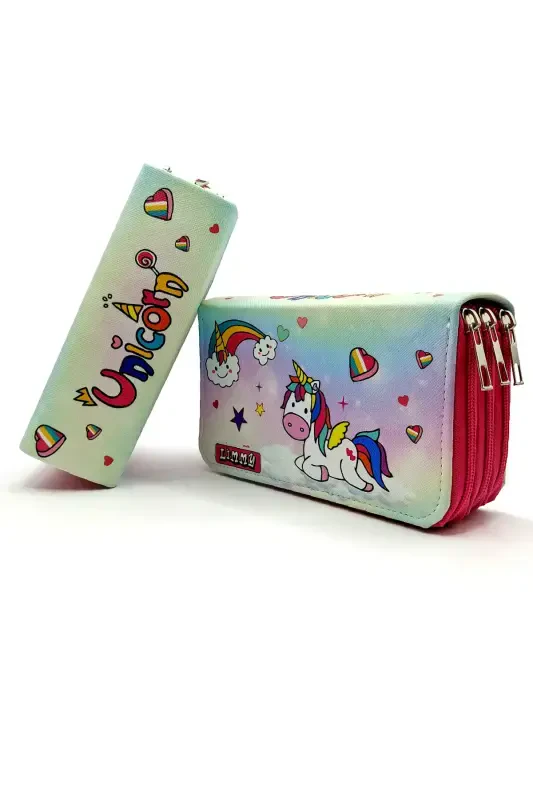 Unicorn Candy Themed Modeller Pencil Box Pencil Case Vegan Leather Three Compartment Pencil Case-6 colors - 2