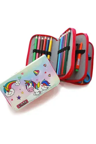 Unicorn Candy Themed Modeller Pencil Box Pencil Case Vegan Leather Three Compartment Pencil Case-6 colors - 3
