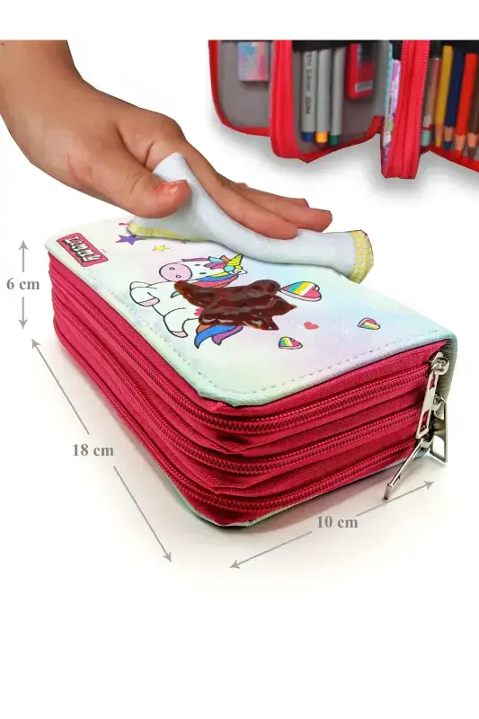 Unicorn Candy Themed Modeller Pencil Box Pencil Case Vegan Leather Three Compartment Pencil Case-6 colors - 6