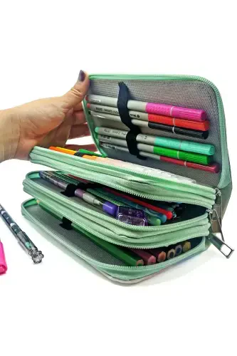 Unicorn Candy Themed Pencil Case Modeler Pencil Box Vegan Leather Three Compartment Pencil Case-UniSugar - 4