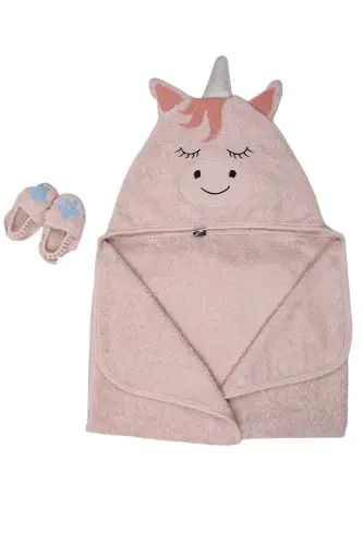 Unicorn Havlu Kundak Terlik Seti-AÇIK PEMBE - MIESPIGA (1)