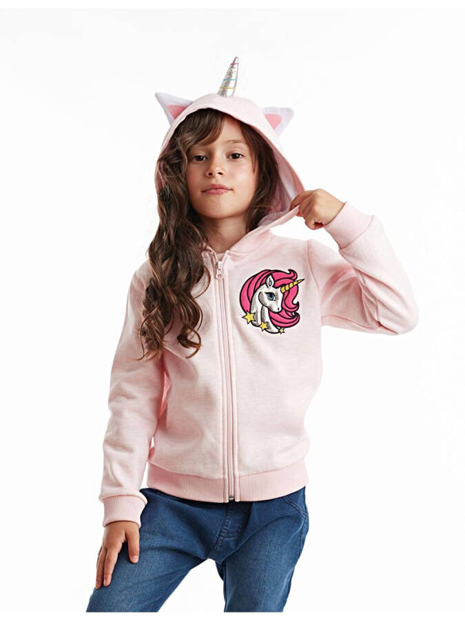 Unicorn Kapüşonlu Kız Çocuk Sweatshirt - 5