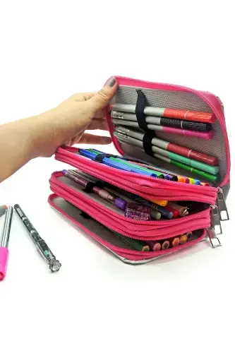 Unicorn Land Theme Modeler Pencil Case Pencil Case Vegan Leather Three Compartment Pencil Holder-No colour - 4