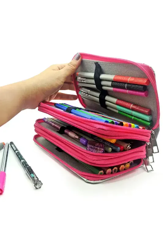 Unicorn Land Theme Modeler Pencil Case Pencil Case Vegan Leather Three Compartment Pencil Holder-No colour - 4