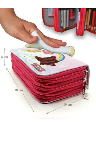 Unicorn Land Theme Modeler Pencil Case Pencil Case Vegan Leather Three Compartment Pencil Holder-No colour - 6