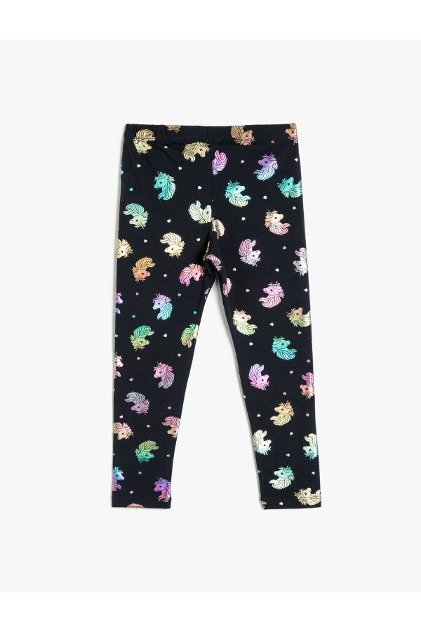 Unicorn Printed Leggings, Elastic Waist, Cotton - 2