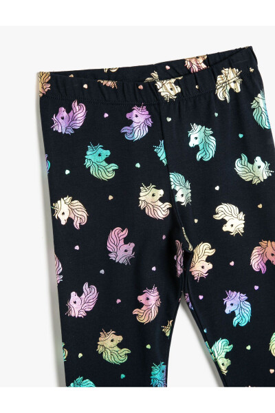 Unicorn Printed Leggings, Elastic Waist, Cotton - 3